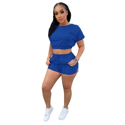 Женский летний комплект из 2 предметов, короткий топ и футболка с вырезами и логотипом на заказ, 2023