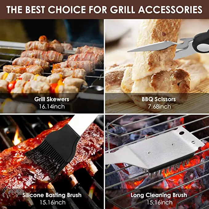 27 PCS BBQ Tool Set Stainless steel bbq tools Grill Spatula Barbecue Accessories Utensils Kit Tongs For Outdoor Camping Party