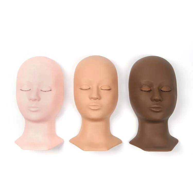
3 Colors Mannequin Head with Replaceable Eyelids For Eyelash extensions Training Cosmetology Soft like skin 