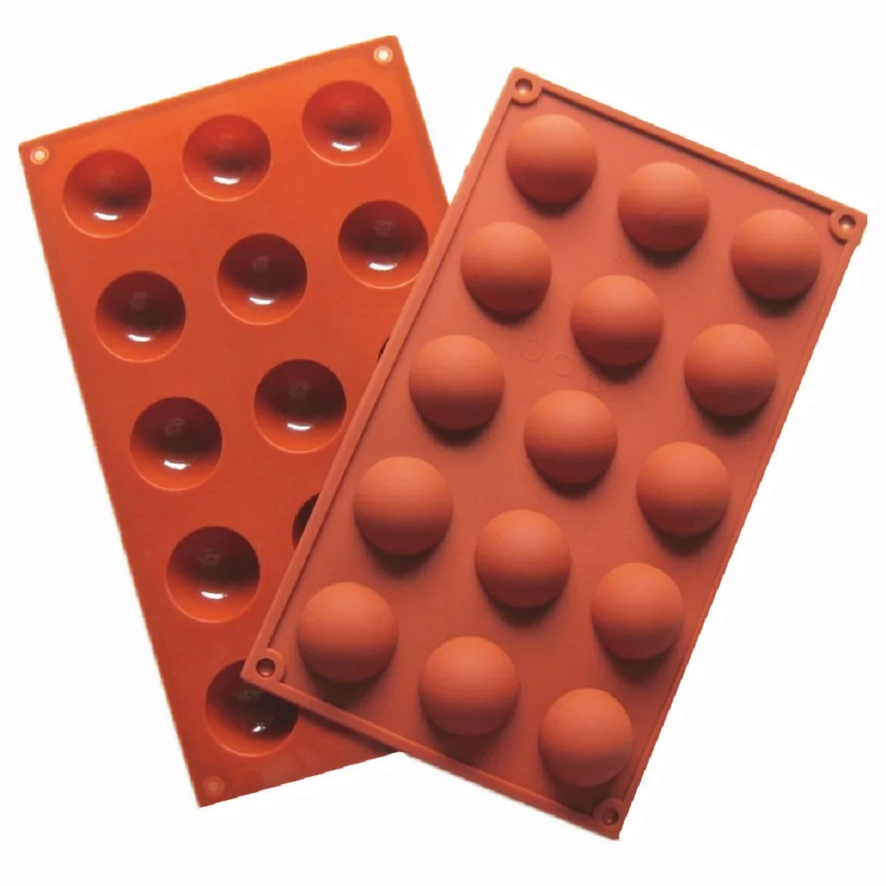 15 Cavity Semicircle Semi Sphere Silicone Chocolate Candy Jelly Truffles Mold