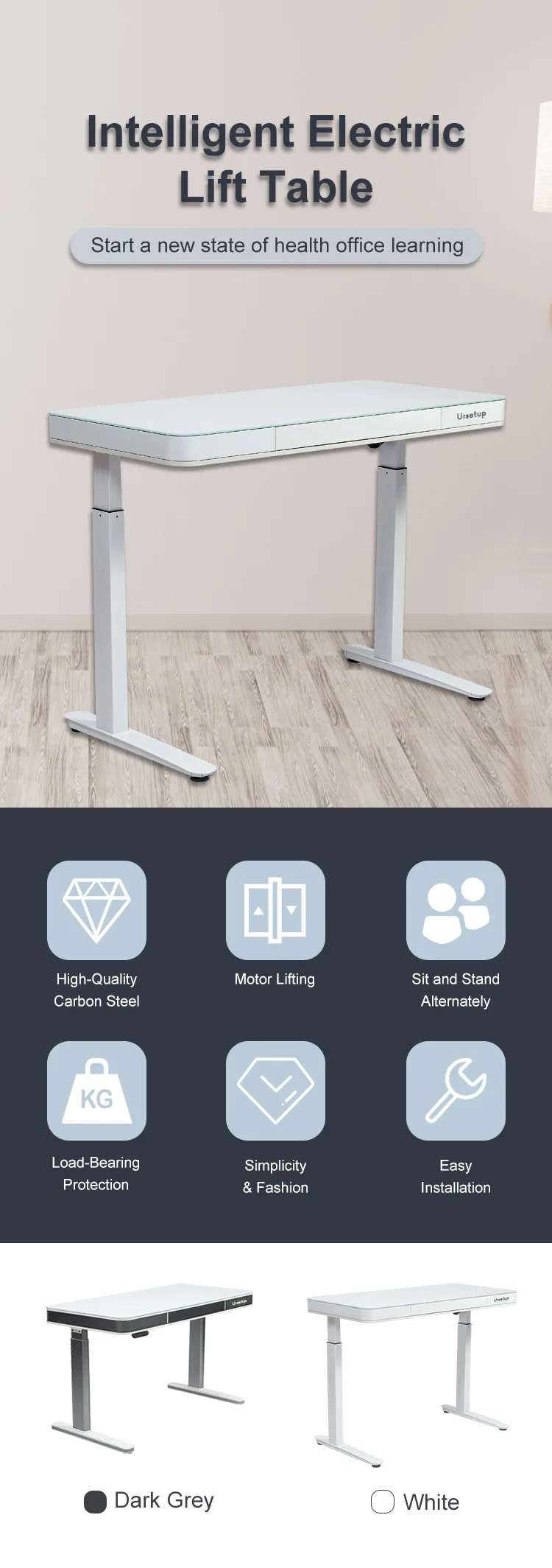 Factory Directly Supply Mobile glass Stand Up Desk Computer Workstation height adjustable desk