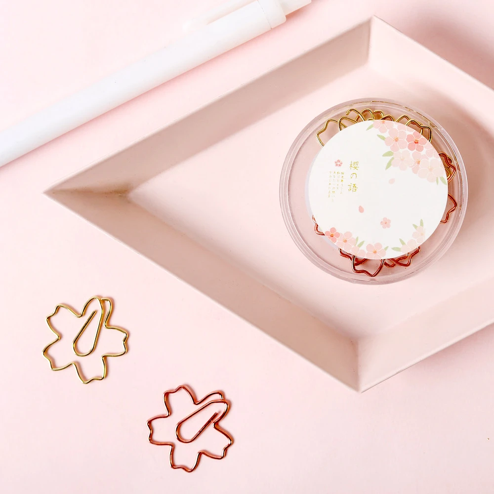 Joytop Promotional Custom Rose Gold Metal Sakura Cherry Blossom Flower Paper Clips