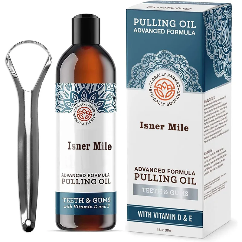 Advanced Oil Pulling with Tongue Scraper Natural Alcohol Free Mouthwash with Coconut Oil Supports Healthy Gums Teeth Whitening