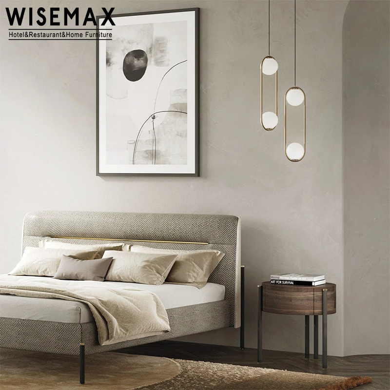 WISEMAX FURNITURE High Quality Sintered Stone Top Nightstand Round Shape Elegant Design Wooden Bed Side Table For Bedroom