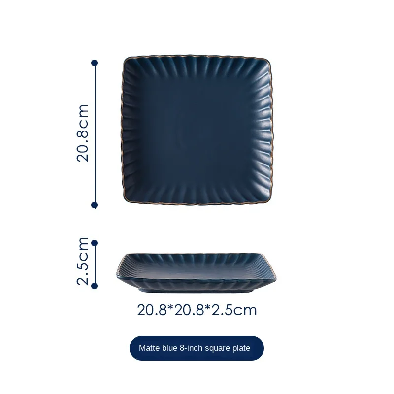 Nordic luxury matte painted Phnom Penh ceramic tableware creative rice bowl dish plate square plate household set wholesale