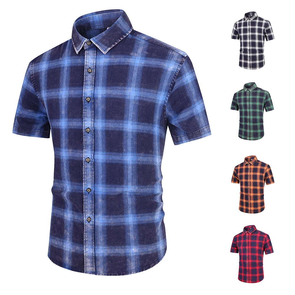 Custom man wholesale men slim fit spring checked shirts for men