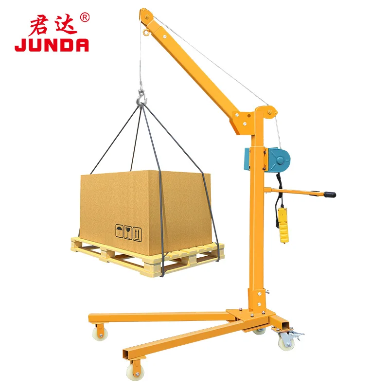 200kg 300kg 500kg Mobile mini crane Portable Small Lift Floor Crane Foldable Shop crane with manual winch for sale