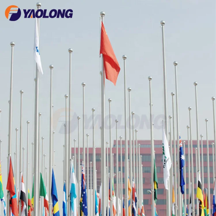 Yaolong 6-15M Aluminum Alloy Electric Motorized Flag Pole Stainless Steel Manual Internal Halyard Flagpole