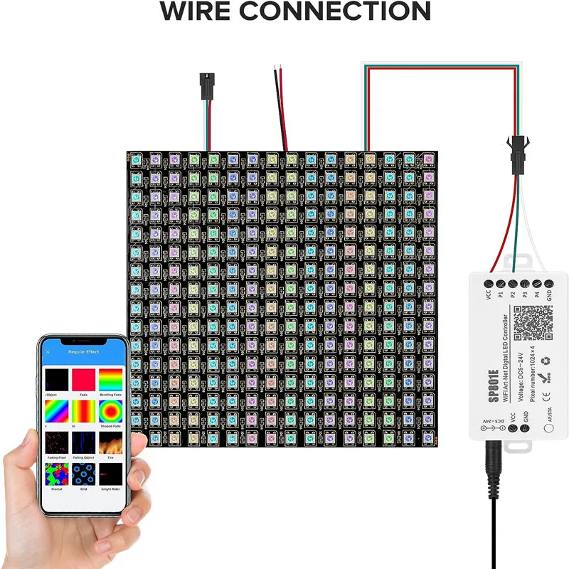 Контроллер приложения Wi-Fi SP801E WS2812B WS2811 SK6812 WS2815 цифровой однопроводный RZ-код светодиодный драйвер
