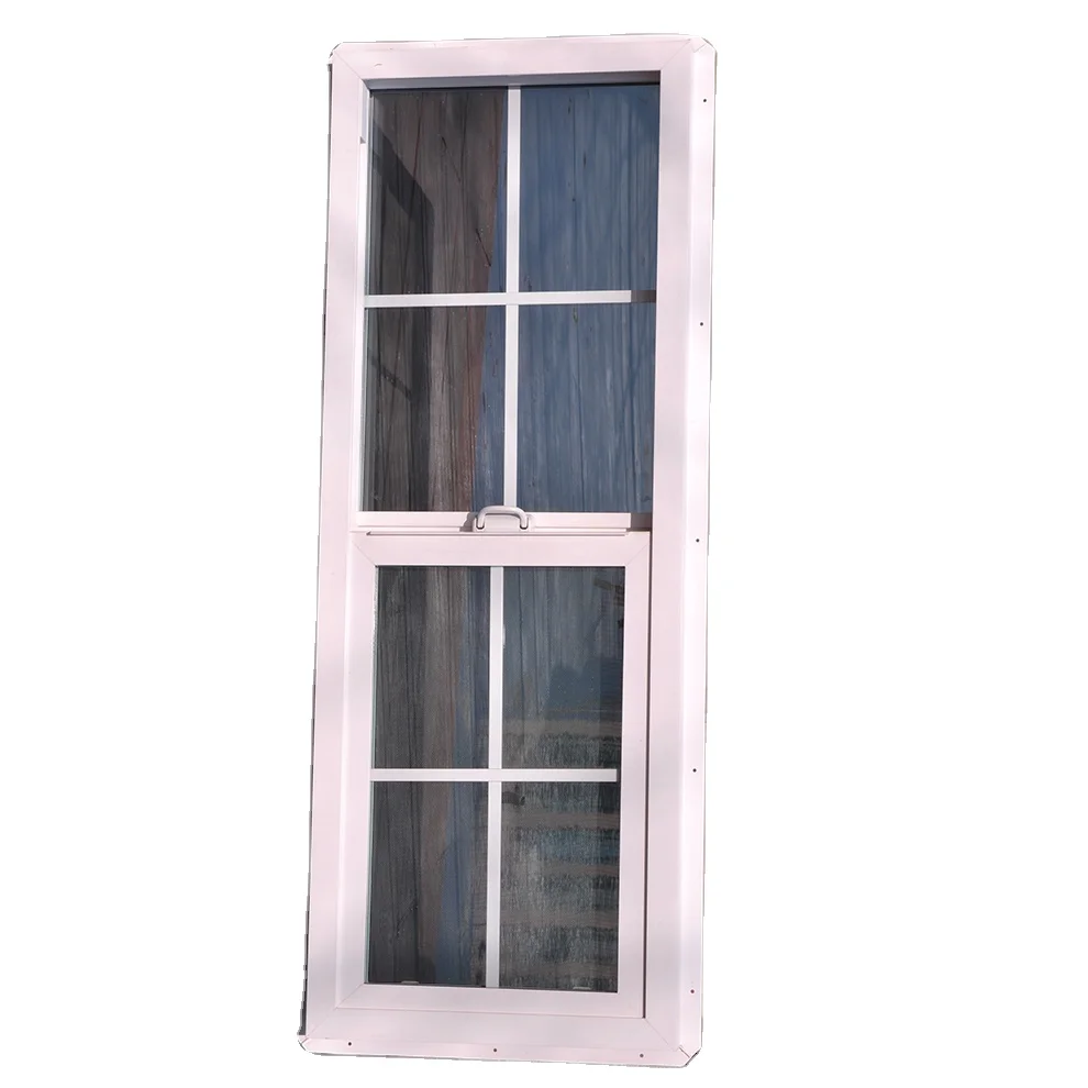 White smart color high quality American style single double hung windows with grids glass vinyl UPVC windows
