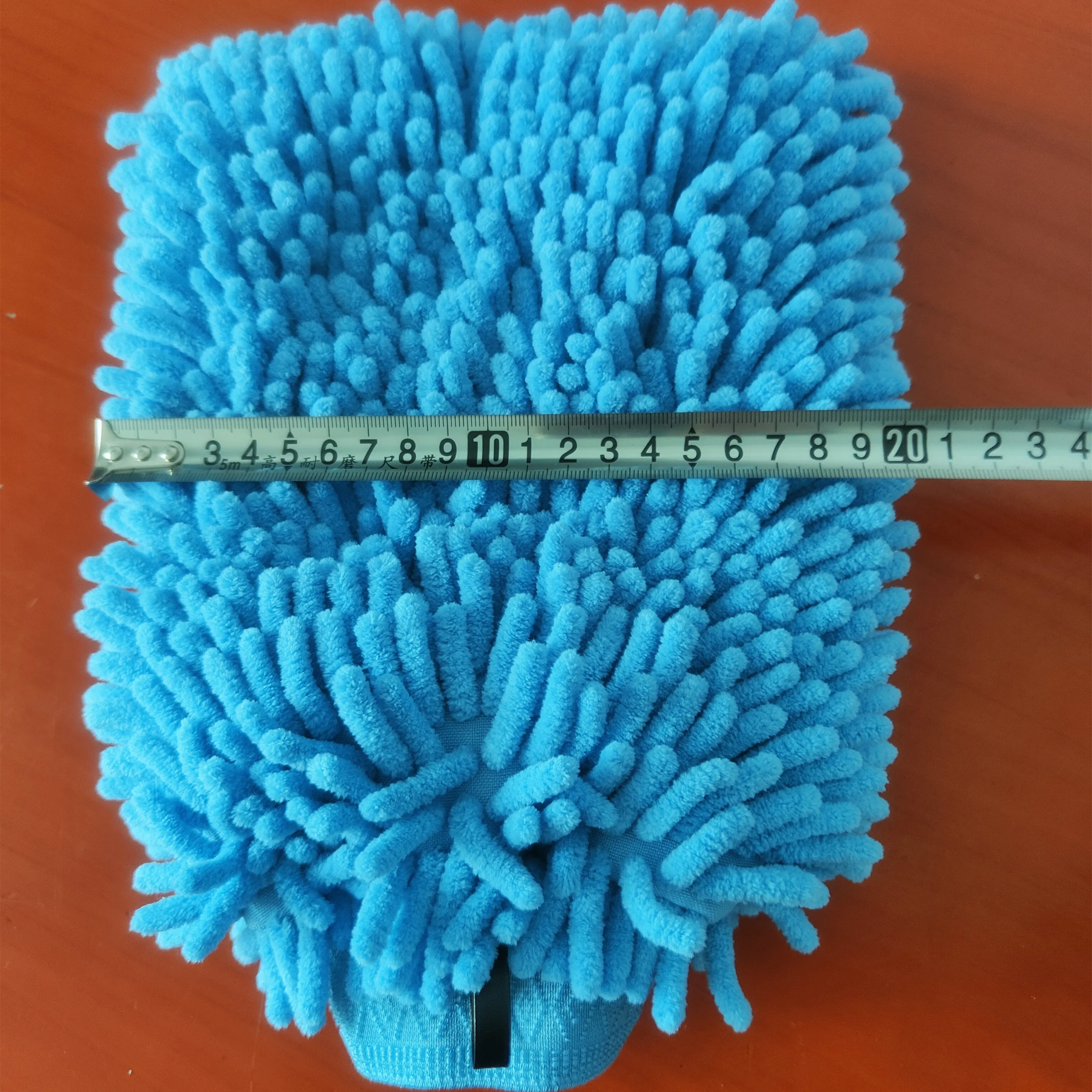 Soft Auto Detailing Cleaning Glove Premium Scratch-Free Lime Blue Microfiber Chenille Car Wash Mitt with Elastic Cuff