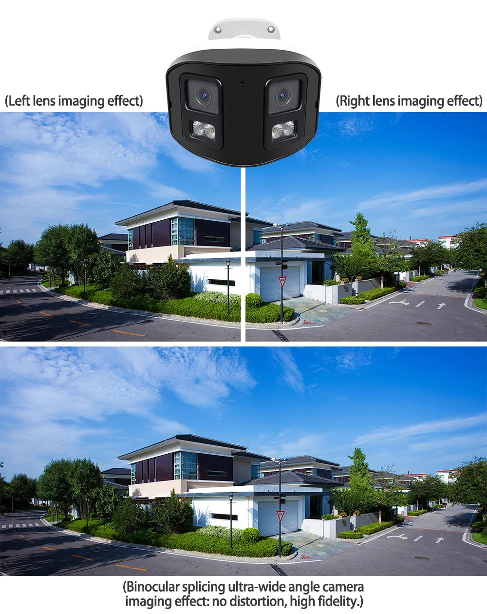 4MP Dual Lens Full Color Wide 180 Degrees  IP PoE Camera Panoramic Night Vision Two way Audio Network CCTV Camera Outdoor