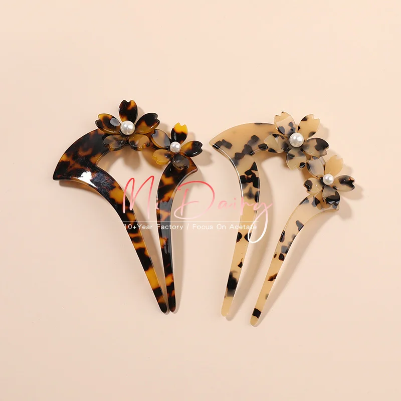 Mi Dairy Fashion Design Interpose Hair Combs Hair Pin With Pearl Flower Bridal Headdress Acetate Hair Accessories 220419