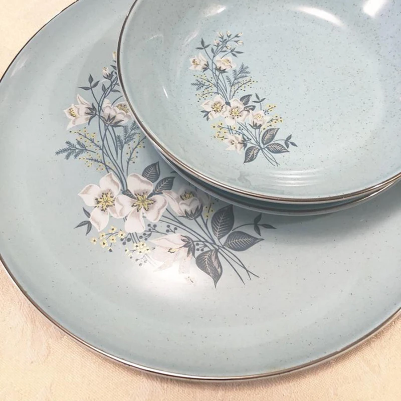 Customize printed portable china porcelain ceramic enamel metal steel round tea plate