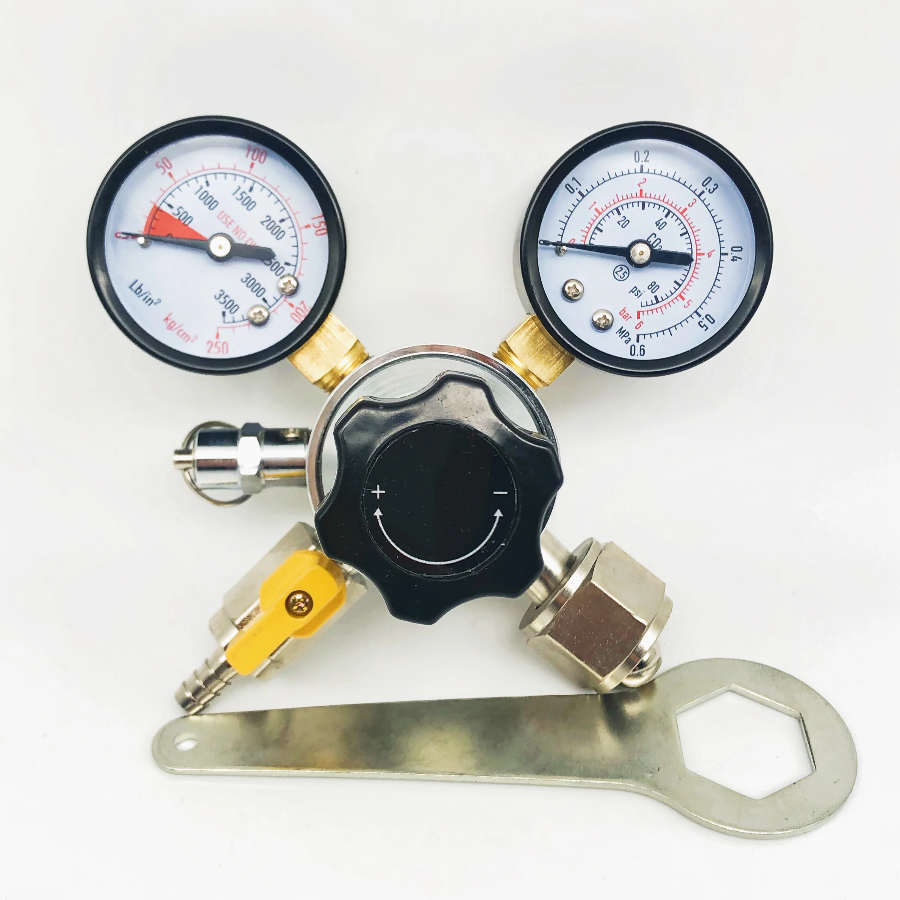 Bina Dual Gauge CO2 Draft Relief Valve Pressure Regulator CGA-320 Tank Beer Kegerator With Plastic