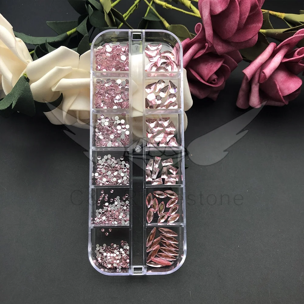 CY Light Rose Wholesaler New Design Bulk Big For Rhinestones Crystal Nail Box