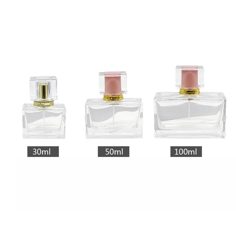 Glass perfume bottle 30ml 50ml 100ml high-end spray bottle bayonet portable square cosmetics empty perfume glass bottle