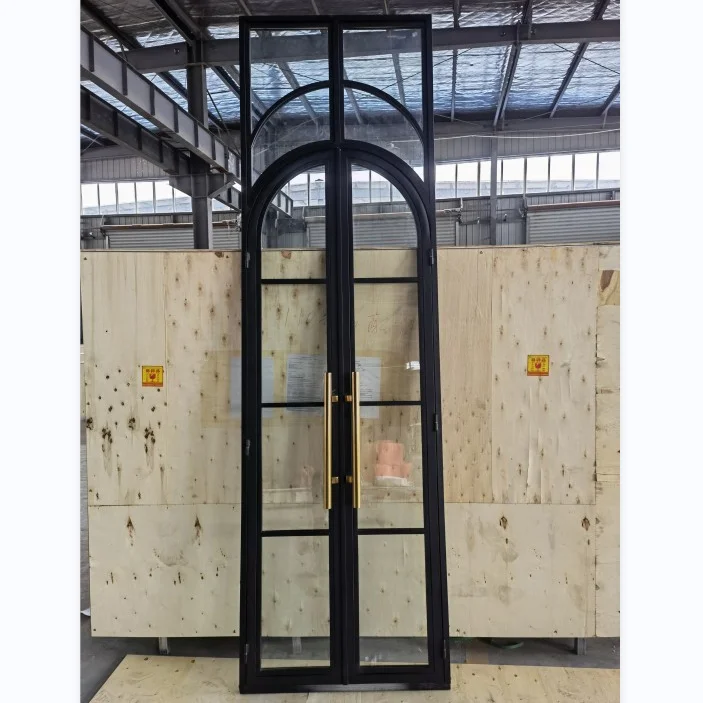 American Double Exterior Glass Arch Entry Main Door Interior Wrought Iron Doors