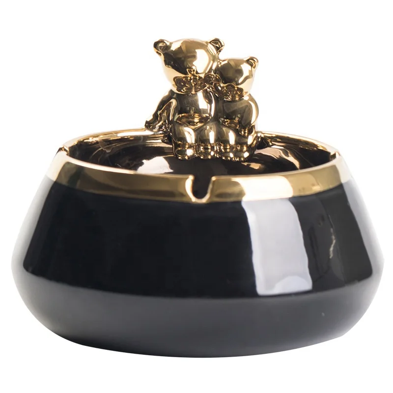 Nordic Instagram Bear Light Luxury Ashtray Home Living Room Creative Personalized Trend Office Windproof Ashtray