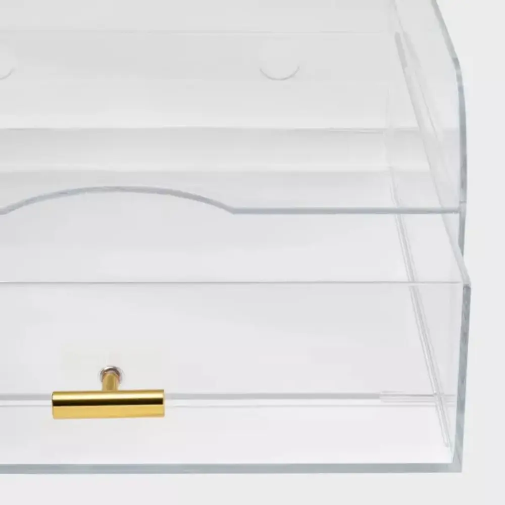 Single-Tier Clear Acrylic Office Organizer Drawer Large Plastic Paper Tray Desktop Storage Easy Standing Installation Box