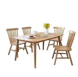 Rectangle Small Family 1.5 Meters 6 People Solid Chairs Combination Nordic Selling Style Wood Table