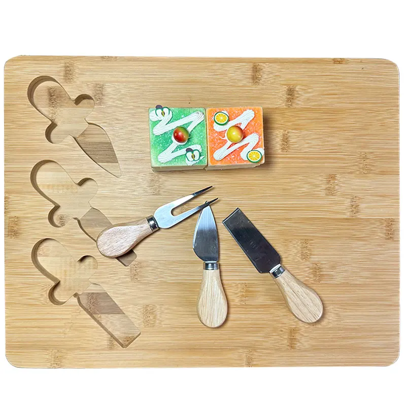 Best Sales Charcuterie Board Personalized Bamboo Cheese Board Set With 4 Cheese Knife Kitchenware Accessories Deli Board Set