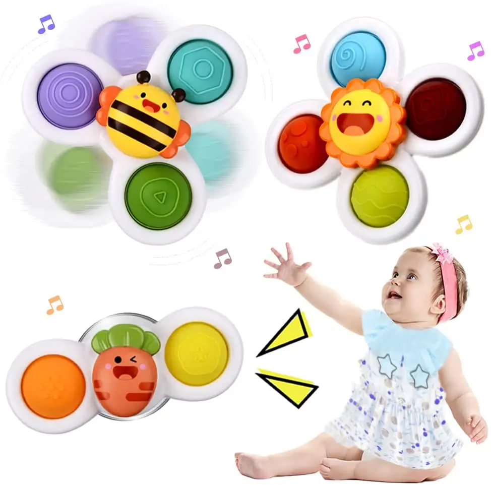 Suction Cup Spinner Toys Pop Function Push Bubble Sensory Rotating Fun Baby Spinner Baby Shower Toys
