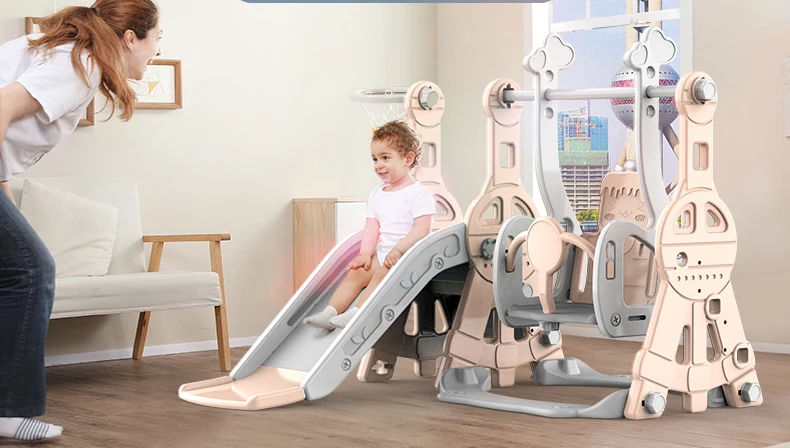 hot sale Selling New Rabbit Theme Indoor Game Playground Home Plastic Kids Swing and Slide