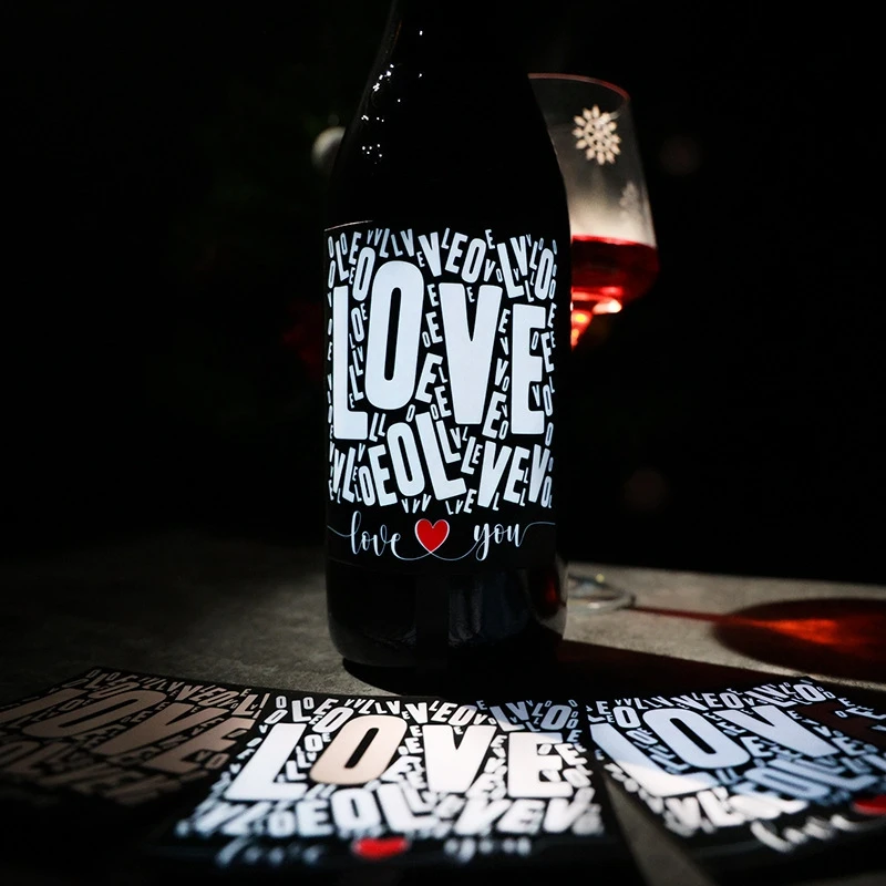 RICHSHINING Custom Brand Logo Glowing El Label LED Bottle Sticker Label Waterproof Champagne Wine Bottom LED Label For Party Bar