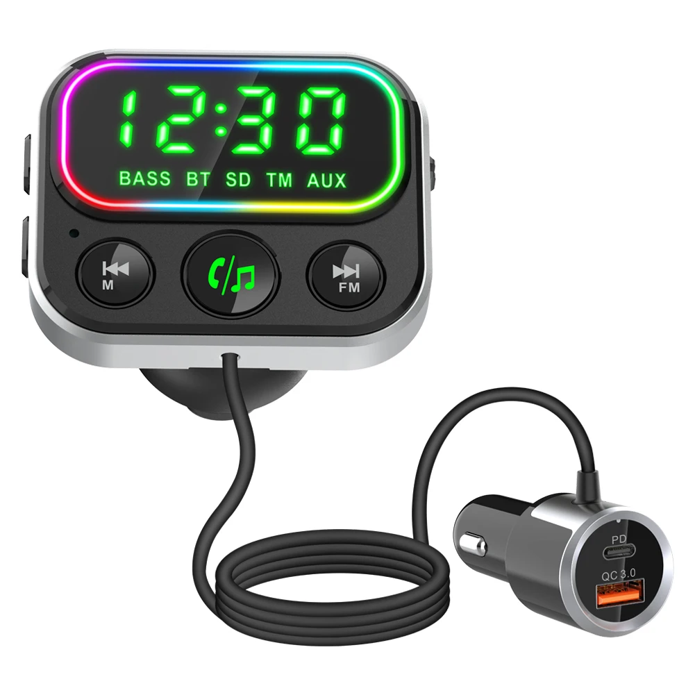 High Quality auto electronics Voltage Detection Voice Assistant Bluetooth FM Transmitter Wireless Car MP3 Player Charger