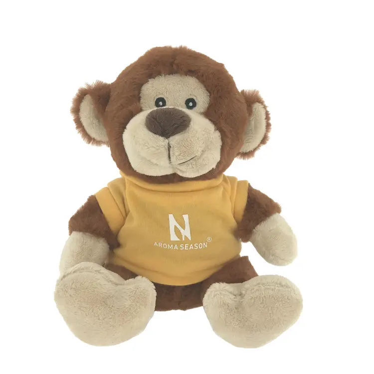 Custom logo zoo stuffed animals plush toy monkey with tshirt  for promotion gifts