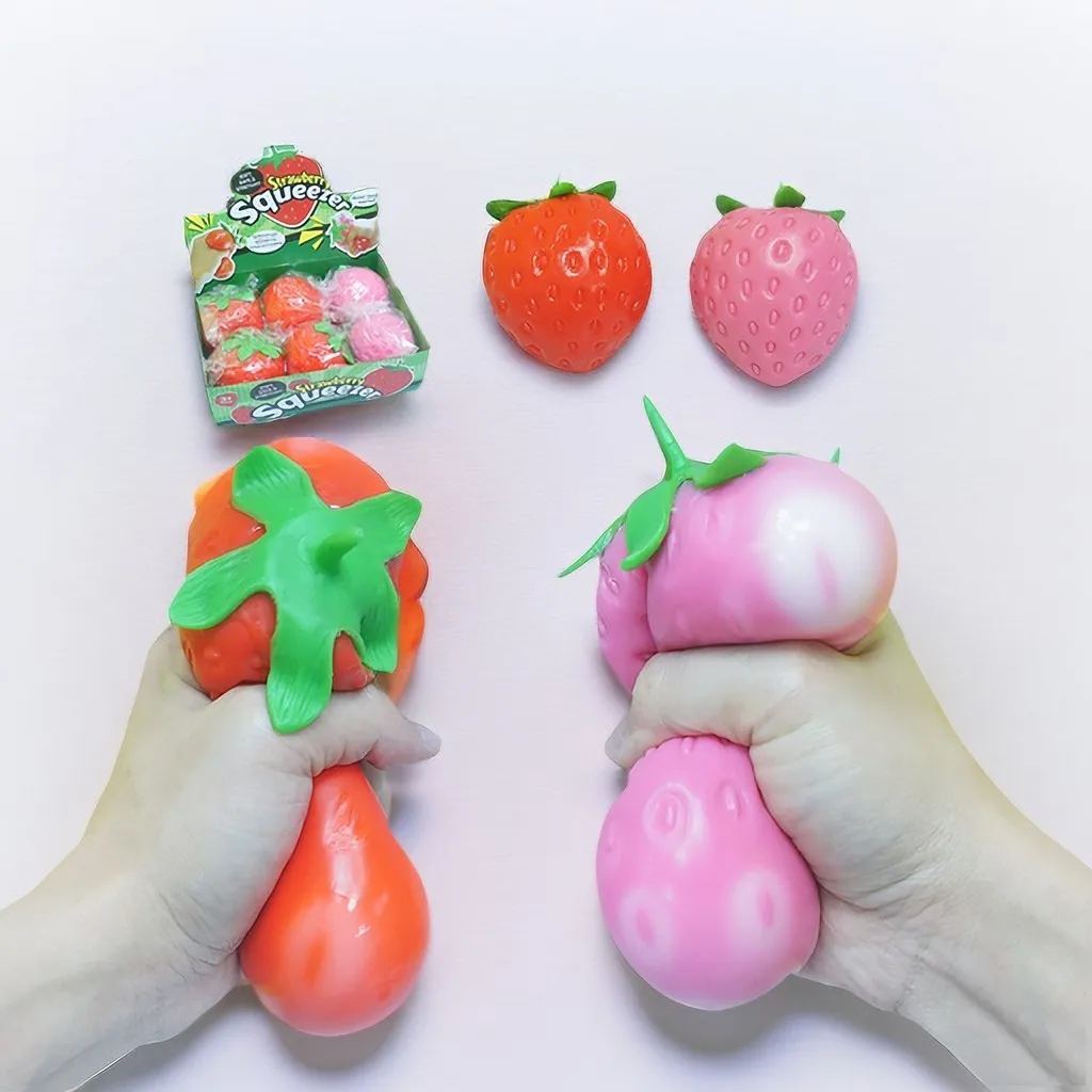 Simulation Fruit Squishy Strawberry Balls Anti-Anxiety Slow Rising Squeeze Strawberry Toy Stress Relief Fidget Sensory Toy
