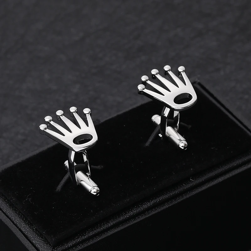 fashion jewelry 2022 Latest style personalized silver plated crown shape cufflink high quality  silver cuff link for women