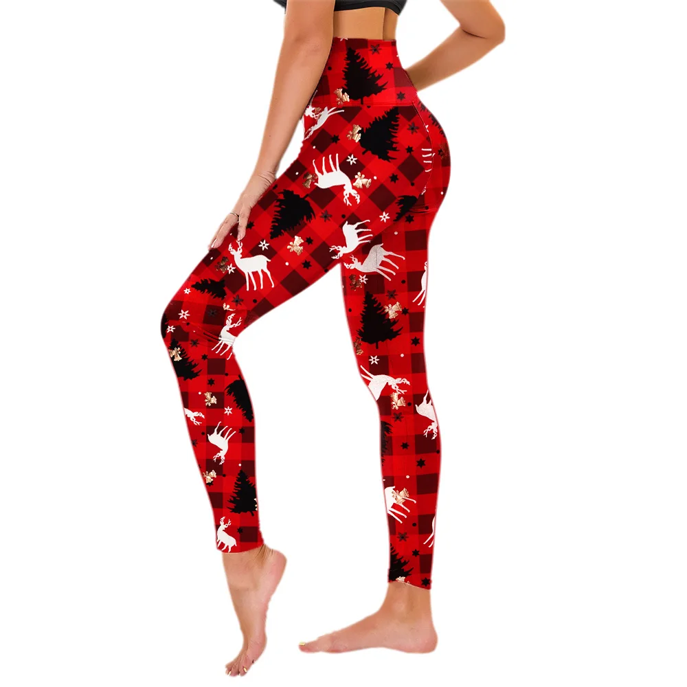 Wholesale High Waist Printed Yoga Leggings Pants Brushed Buttery Soft Holiday Christmas Leggings for Women