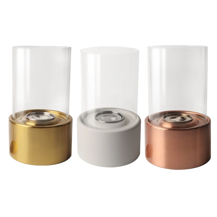 Indoor MINI personal table top fire pit portable fire bowl round tabletop bio ethanol burner fireplace with glass cover