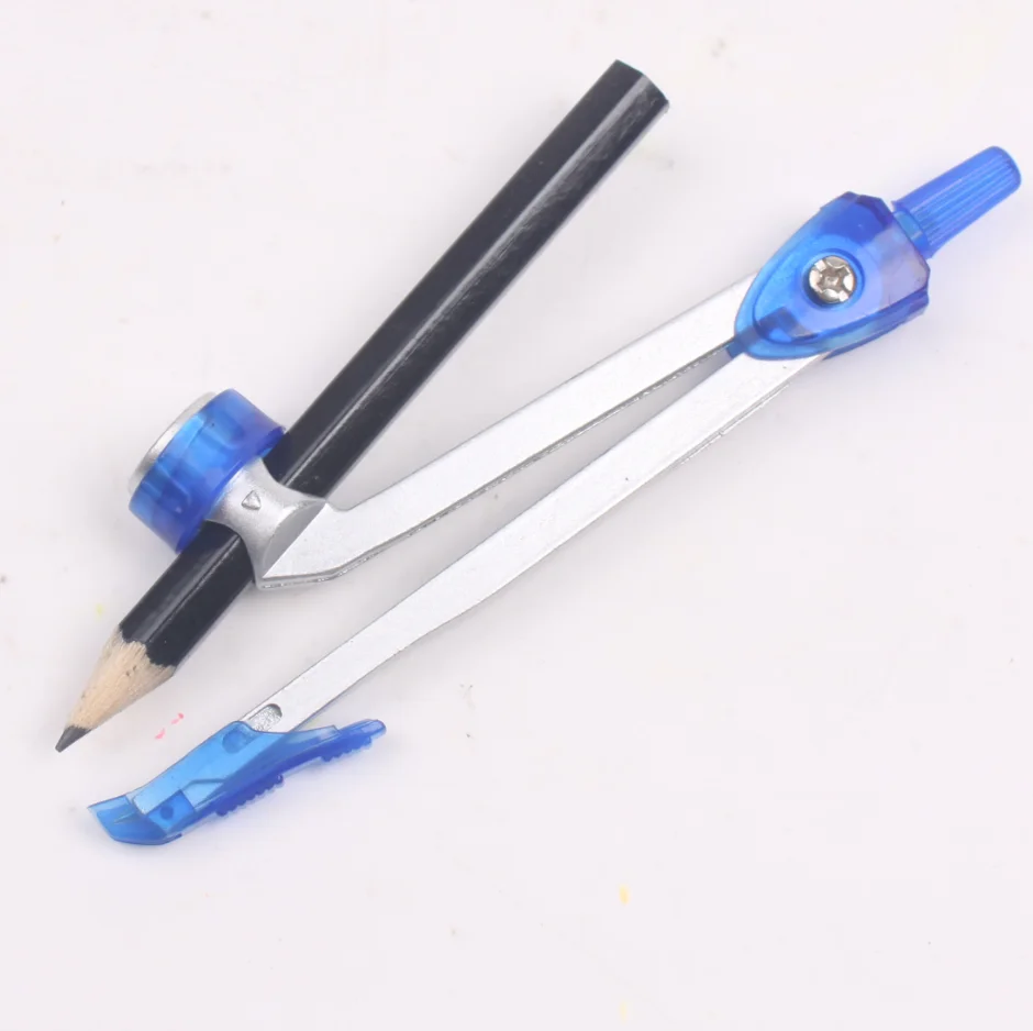 Math Geometry Kit Multi Functional Drawing Compasses 9PCS Set School Students Safety Metal Compass Set
