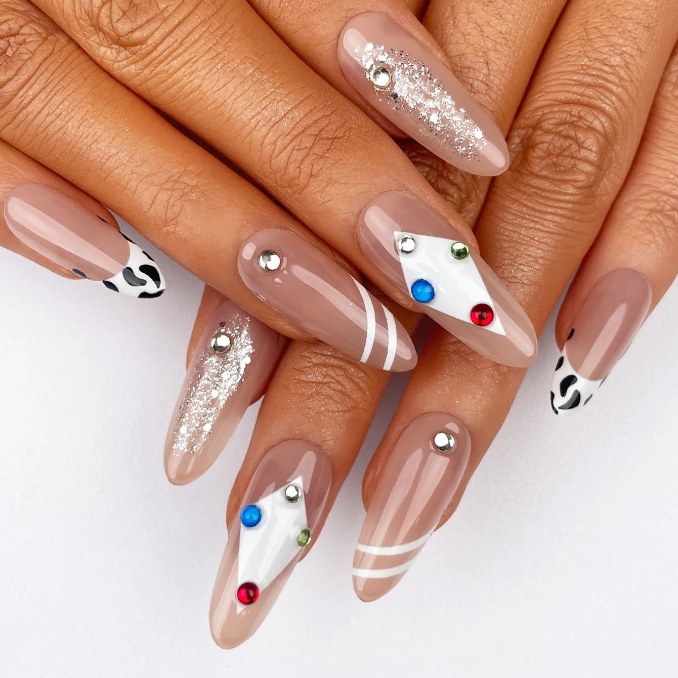 Faux Ongles Acrylic Luxury Handmade Press On Nails 10 Pieces French Tip Long Almond Coffee Artificial Fingernails Fake Nails Art