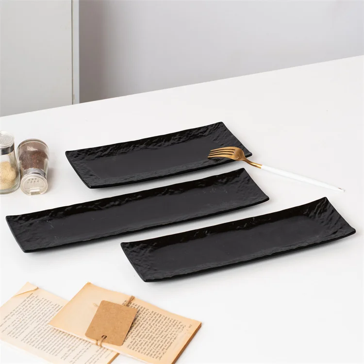 Japanese Rectangular Hotel Dinner Serving Dishes Catering Sushi Long Plates Set Ceramic Plate for Restaurant