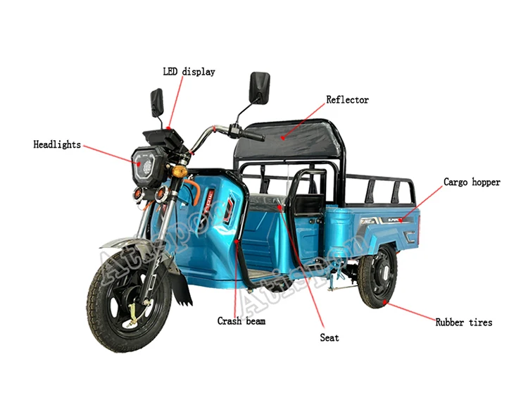 2024 Hot Selling China Factory Electric Cargo Tricycle  Electric Vending Cart   For Three Wheel