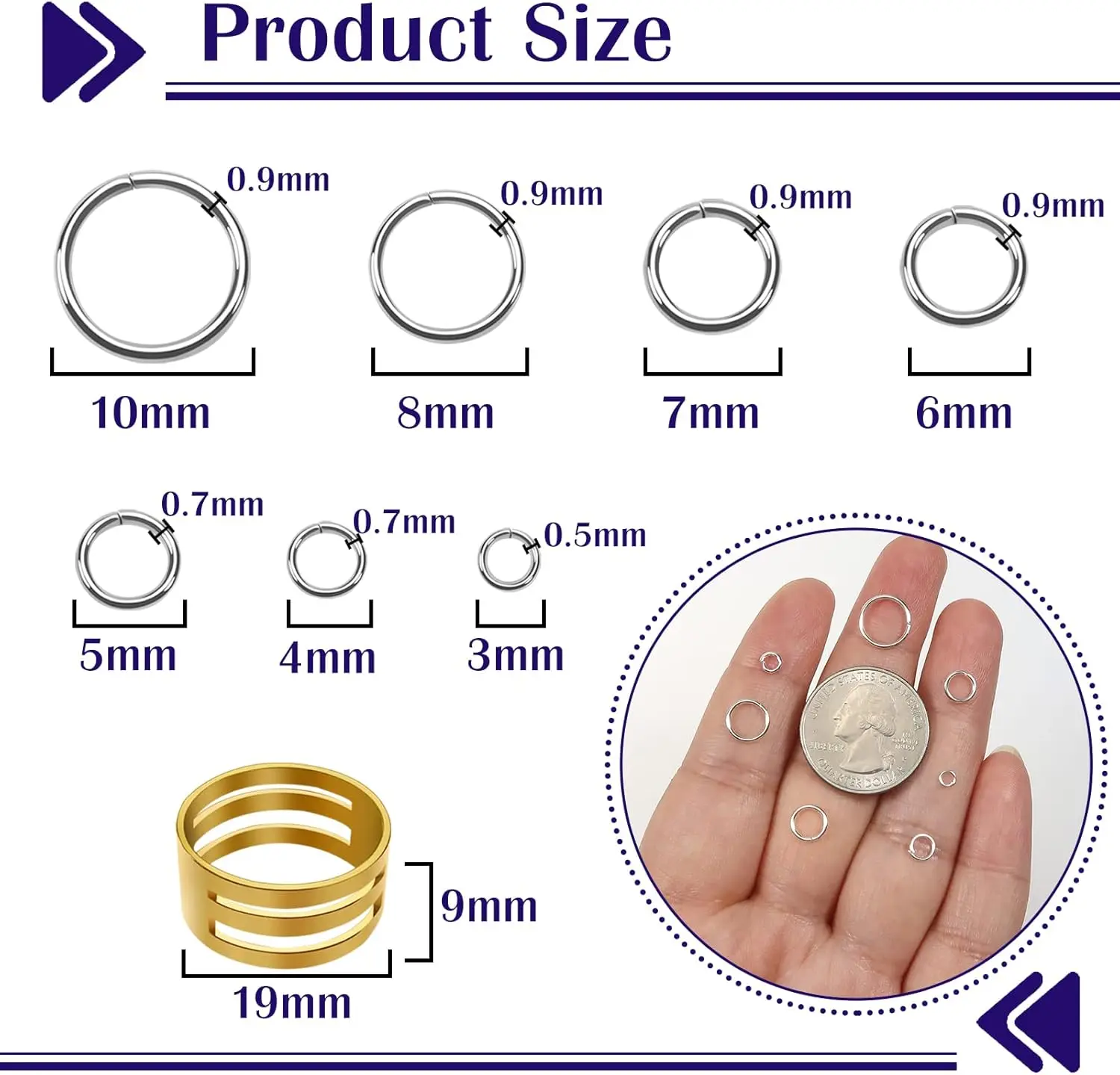 2300pcs Silver Jump Rings for Jewelry Making Open Jump Rings 3mm 4mm 5mm 6mm 7mm 8mm 10mm Jewelry Making Supplies