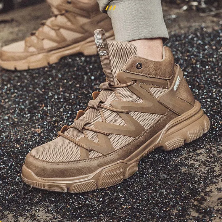 Alibaba Real Factory Custom Rebel Safety Shoes Hiking Crazy Horse Leather Safety Boots Working Boots Rubber Safety Shoes