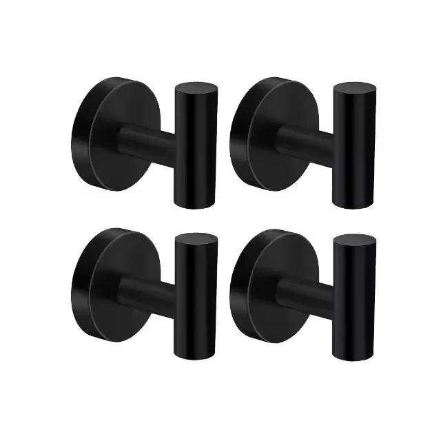 Brushed Color drilling Hanger Bathroom Accessories Clothes Stainless Steel Robe Black Hook Wall Mount Single Screw Towel Holder