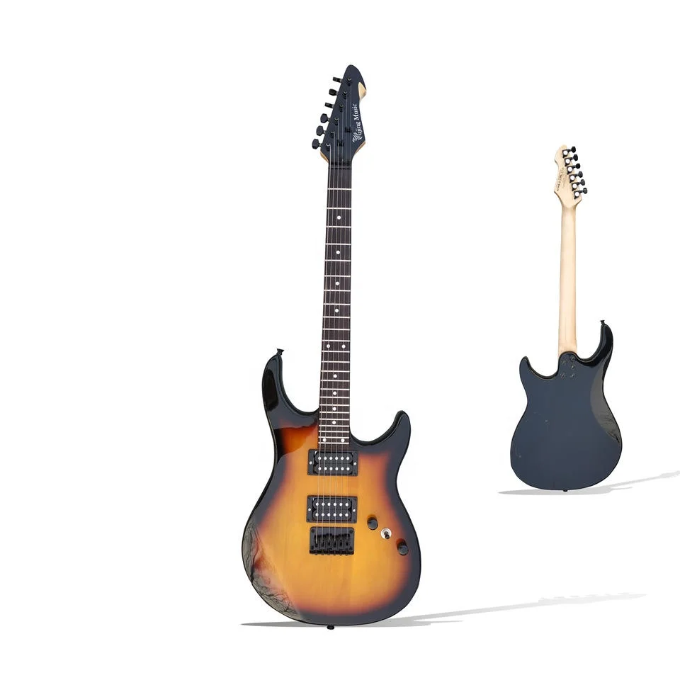 Wholesale Cheap Metallic brown yellow color  24 frets Semi Hollow Body Electric guitars from china factory manufacturer