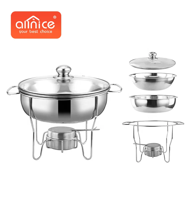 Hotel Round Chafing Dish Food Warmer Hot Pot Food Warmer Buffet Server