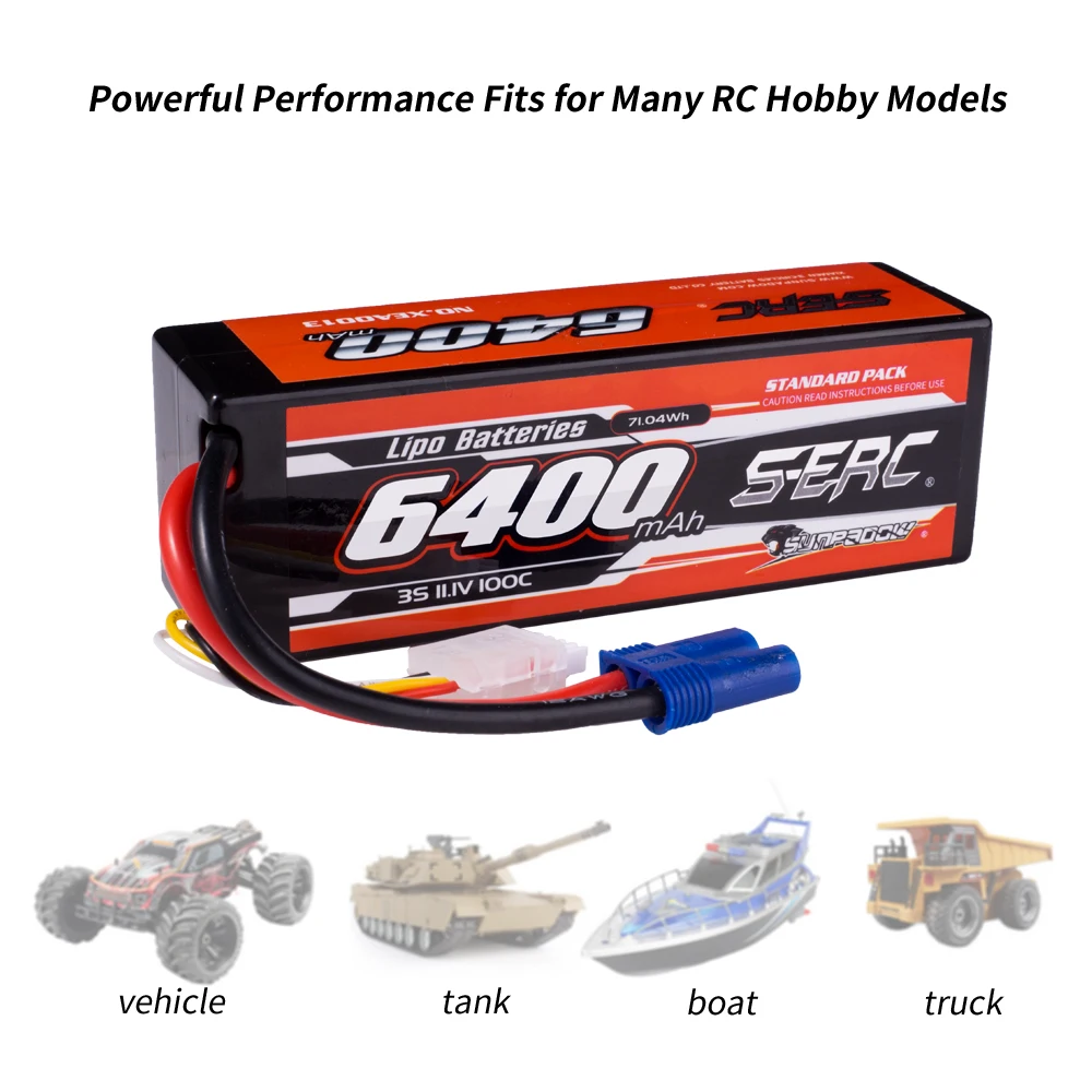 SUNPADOW 3S Lipo аккумулятор 6400 мАч 11 1 В 100C жесткий чехол RC с разъемом EC5 для 1/8 1/10 транспортных средств автомобиля грузовик бак багги