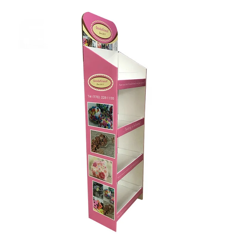 POP Retail Snack Food Display Custom Made Recyclable Cardboard Shelf Display Stand For Snacks
