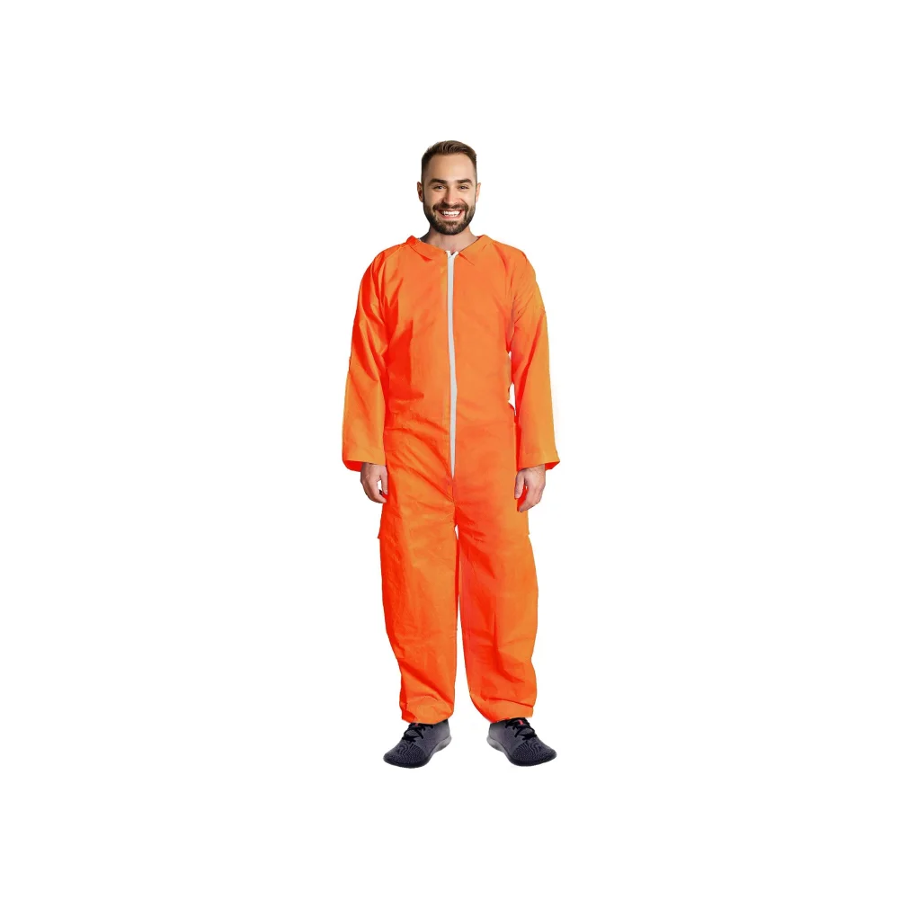 Orange Free Samples Disposable Painters Coverall Asbestos Clothing For Paintball Category 3