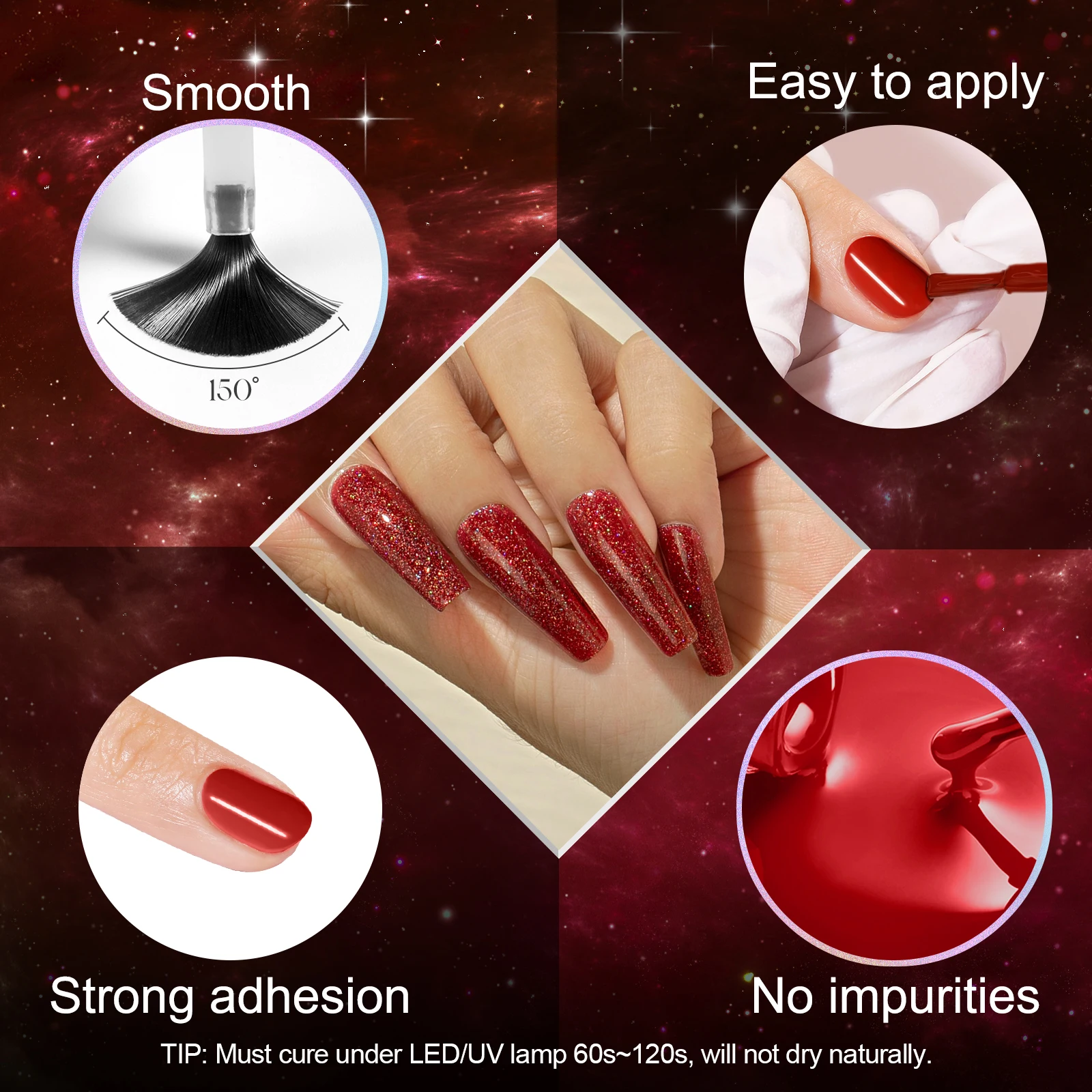 ROSALIND nail supplies private Label  very good french manicure Christmas gift red/gold glitter gel nail polish set box uv gel