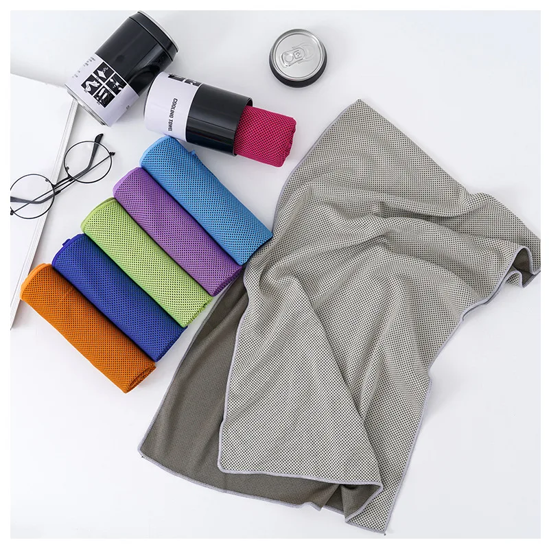 Custom Logo Quick Dry In Buck Thick Square Small Print Logo Microfiber Yoga Hand Gym beach microfiber cooling Towels