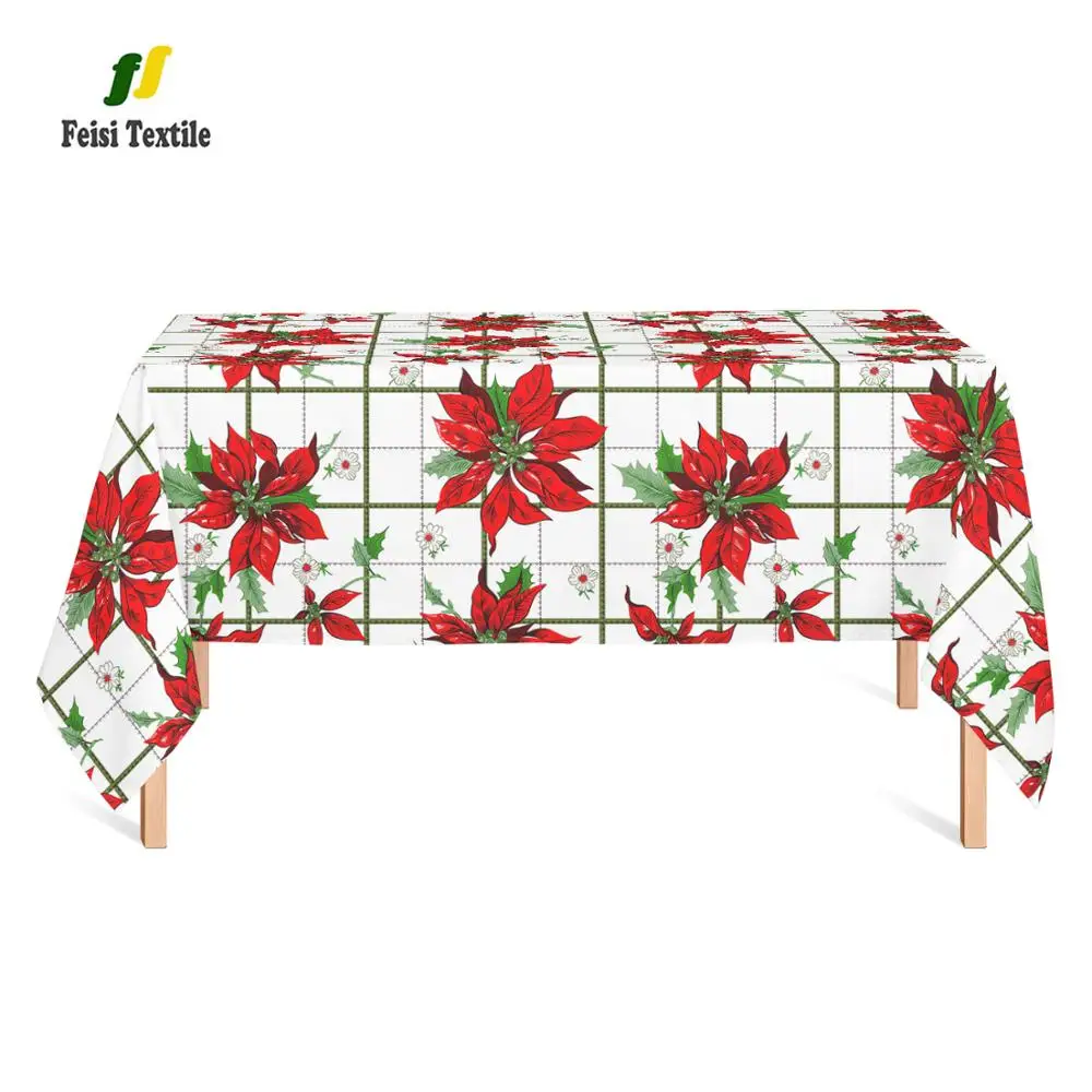 Lintex Poinsettia festival print Christmas fabric Xmas flower Holiday tablecloth for decor
